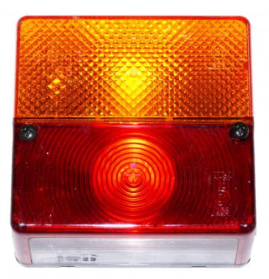 Schlussleuchte Geka links/rechts BBSK gelb/rot Typ L 96, 100x96x56, mit Gummitülle
