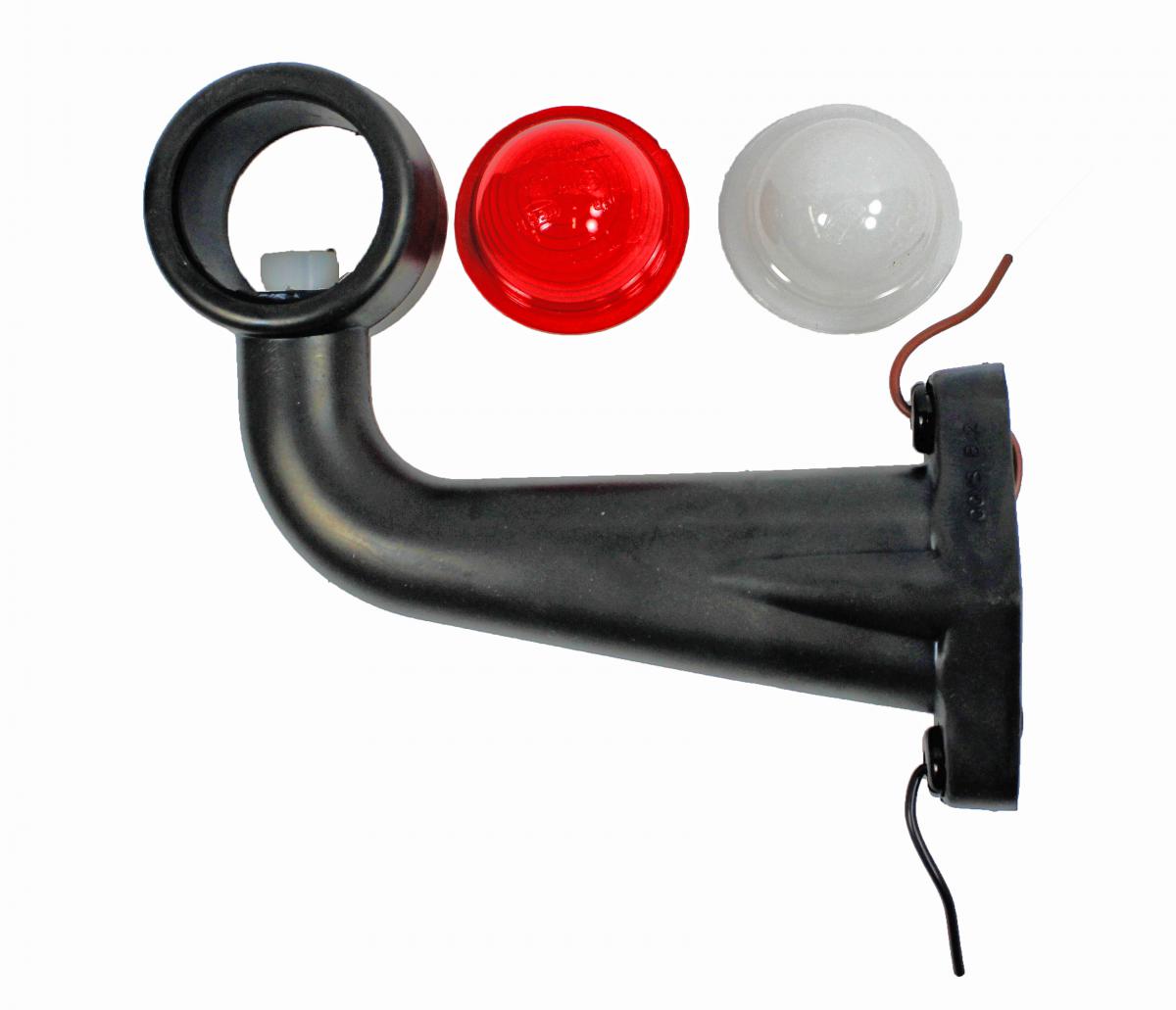 Hella Umrissleuchte 12/24V rot/weiß, links/rechts, beweglicher Befestigungsarm 90° gebogen, GGVS 185x122x86mm, Lochabstand 76.5mm VerglNr: 2XS950071-031, 2XS.950.071.031