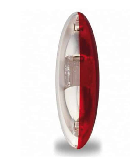 Umrissleuchte Jokon rot/weiss 12-24 Volt SPL 2010 124x39x32, Lochabstand 83mm, Boden weiß / mit Abdeckung verspiegelt VerglNr: 12.0013.050