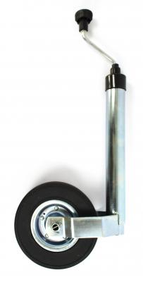 Stützrad Vollgummi verzinkt, Stahlfelge 225 x 70 Rohr Ø 48 mm, Rohrlänge: 370 mm, Stützlast: 150 kg 