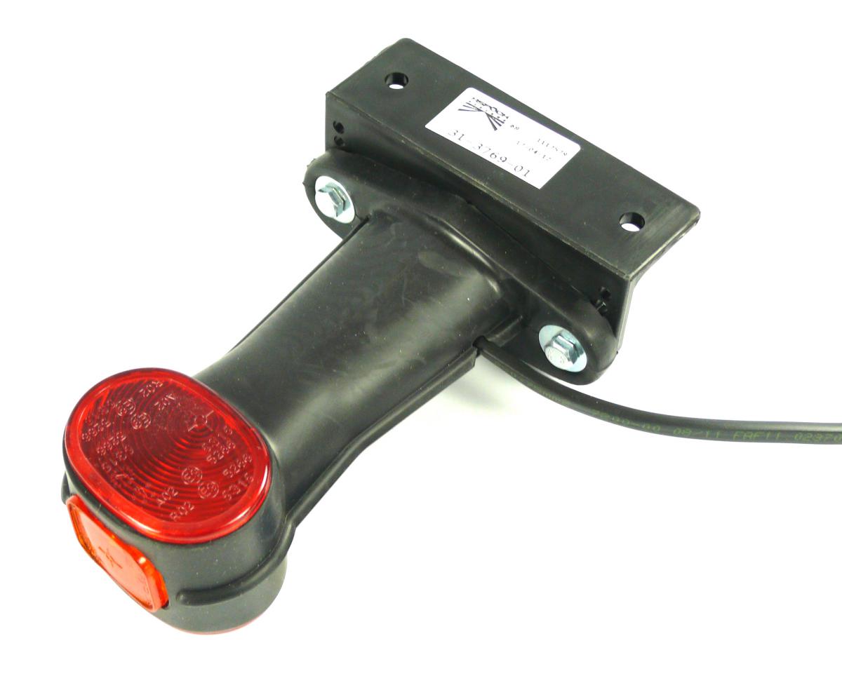 Aspöck Superpoint II Umrissleuchte konventionell links, rot/weiss/orange 160x100mm, 0.5m DC Kabel mit Winkelhalter