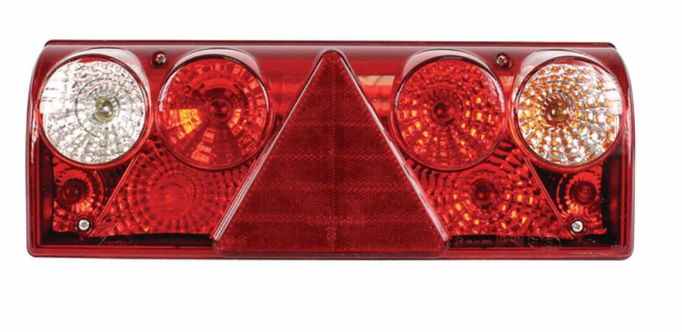 Aspöck Heckleuchte Europoint II re, 7 pol. AMP + 4x2 pol. Teil-LED 400x148x85, m. Zentralst. 7-pol AMP + 4 x 2-pol Superseal