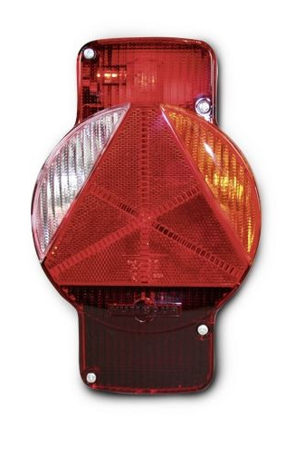 Schlussleuchte Humbaur rechts vertikal, mit KZL, RFS + Dreieckrückstrahler, 95x245/60x155, 5-pol Bajonettanschluss VerglNr: 405.00036, 014001036