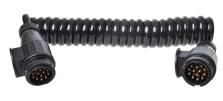 Spiralkabel, 13-polig, mit 2 x Kunststoff-Stecker, 8 Adern, Arbeitslänge 3500 mm