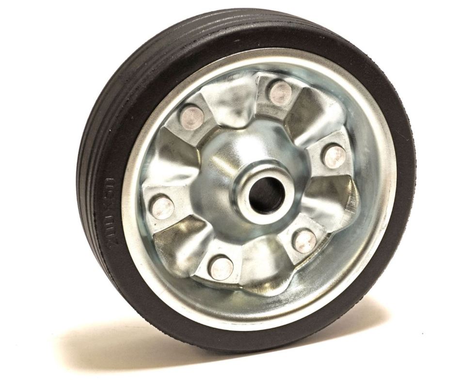 Ersatzrad, Vollgummi, Stahlfelge 200 x 50 mm, Naben Ø 20 mm, Nabenlänge: 64 mm VerglNr: 580202N