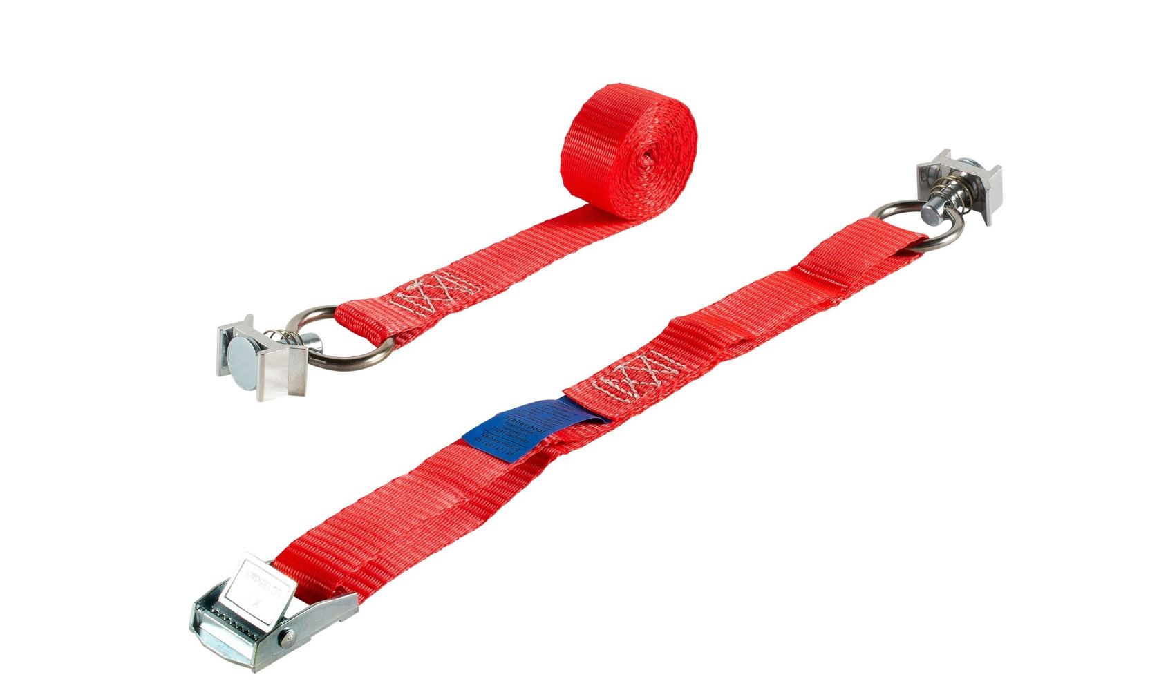 Zurrgurt mit Klemmschloss, 2-teilig mit Beschlag für Airlineschiene, Fertiglänge 2000 mm, Bandbreite 25 mm, U 250 daN, LC 125 daN, Farbe rot, gefertigt nach DIN EN 12195-2, VerglNr: 901204