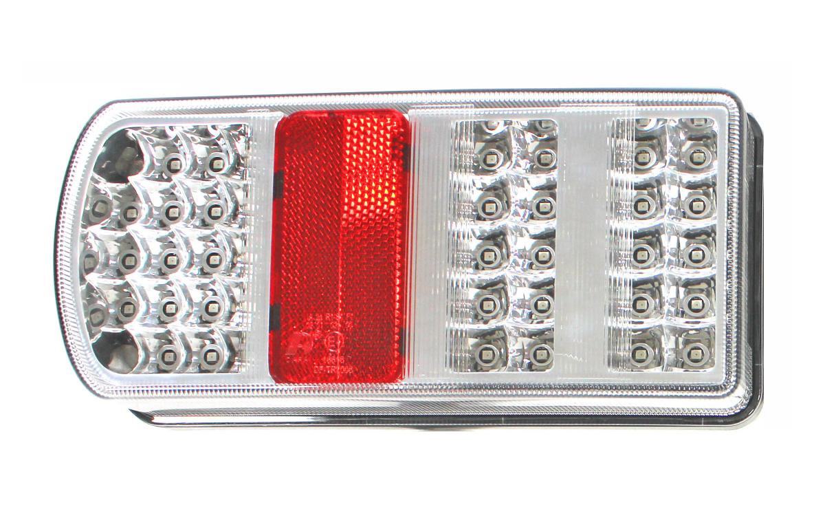 Schlussleuchte LED DAFA links 12V, 227x106x55mm 5 Funktionen, 43LEDs mit Kennzeichenlicht