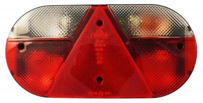 Schlussleuchte Jokon rechts 12 Volt, Dreieck RS, BBSKWN 610, 286x138x60, KZL, RFL, NSL, 6-pol Bajonettanschluss VerglNr: 10.2050.140