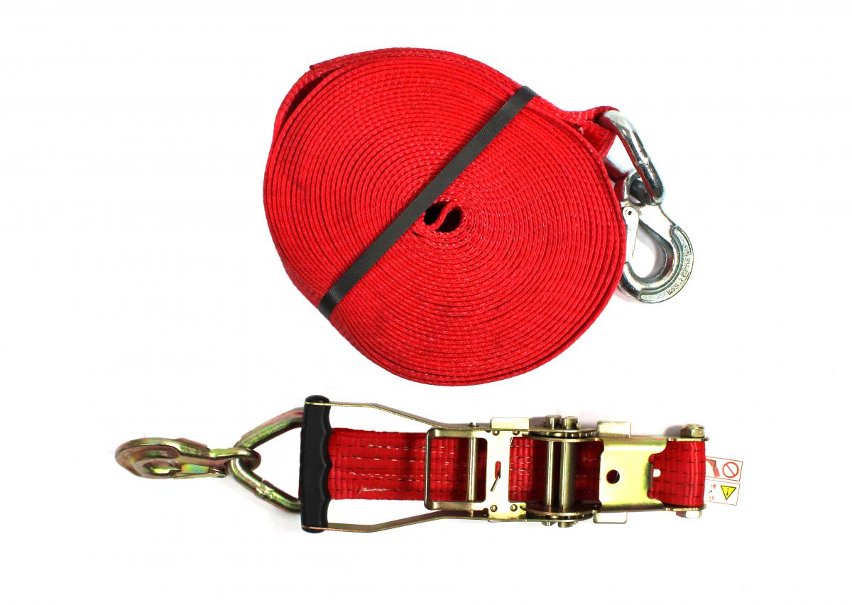 Zurrgurt 2500 daN, Breite50mm FE0,4m, LE14,6m,Karabinerhaken 
