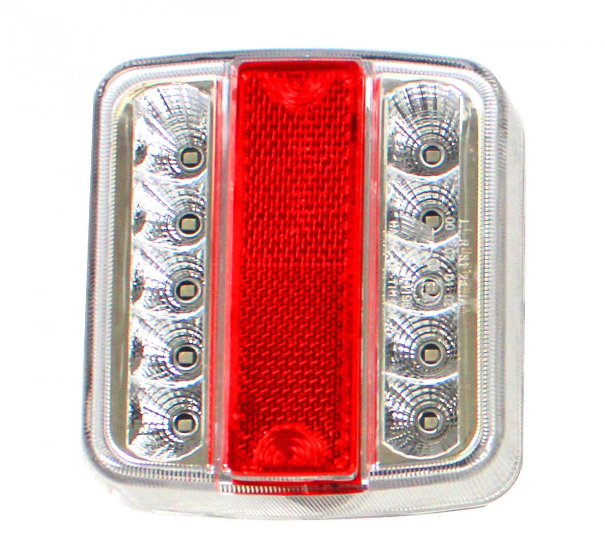 Schlussleuchte LED DAFA links/rechts 12V, 105x100mm 4 Funktionen, 14 LED mit Kennzeichenlicht 5-pol Bajonettanschluss