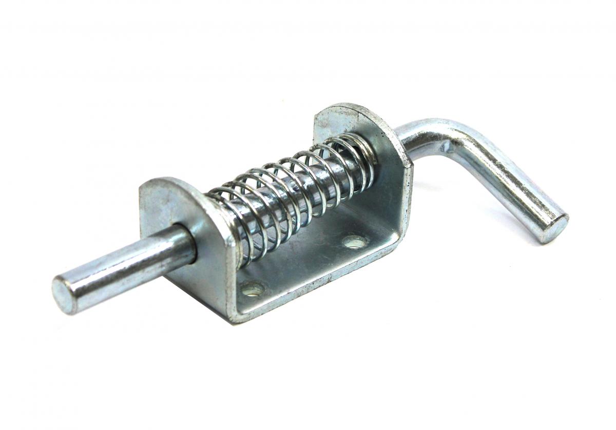 Federriegel verzinkt mit Arretierung 155 mm lang, Ø 12 mm Lochabstand 40 x 27 mm, Grundplatte 73 x 41 mm VerglNr: 401786001, 1860095