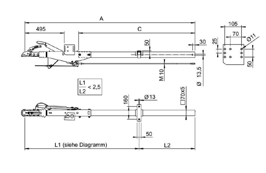 ALKO Auflaufeinrichtung 161S-R16, 950-1600 kg, 100 kg