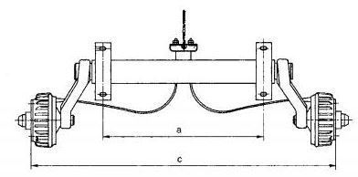 ALKO Euro Compakt Achse 1350 kg, A: 1350 mm, C: 1800 mm, Radanschluss: 5x112, Radbremse: 2051