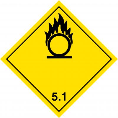 Gefahrzettel Klasse 5.1 Klebefolie 300 x 300 mm 