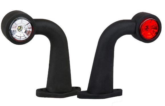 Umrissleuchte Fristom LED rot/weiß li/re Set à 2 Stück, gebogen, Kabel 300 mm, 12x30 V, 175 x 118 x 45 mm, Lochabstand: 76 mm, 0.3 m Kabel, VerglNr: FT009F, 01452913