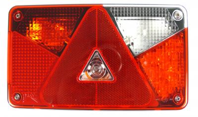 Aspöck Multipoint V LED Mehrfunktionsleuchte rechts 238x140x55, KZL seitlich, RFL, NSL, 8 pol Bajonettanschluss VerglNr: 24-8754-007