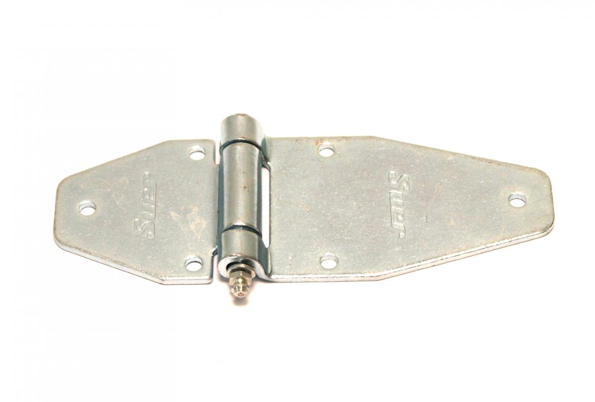 Seitentürscharnier mit langem Anschraublappen und mit Schmiernippel, verzinkt, Länge: 187 mm, Breite: 65 mm, Höhe: 18 mm VerglNr: 340111724