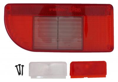 Lichtscheibe Jokon 12 V E/BBSKWN 821, links 220x101, mit/ohne Kennzeichenfenster-Rückfahrlicht-Nebelschlusslicht VerglNr: 014000837, 19.0068.111