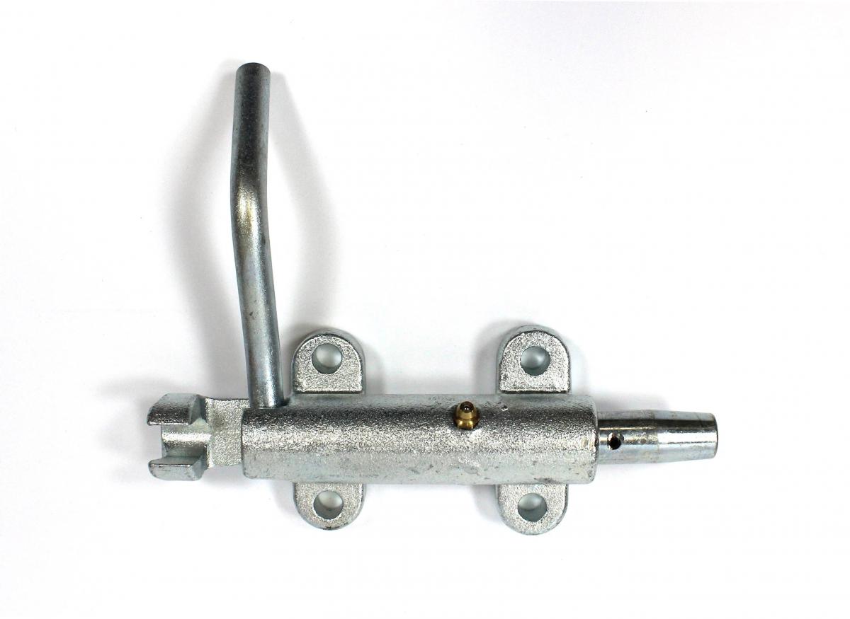 Federriegel links verzinkt, passend zu Terrax, Bolzendurchmesser: 19 mm, Gehäuselänge: 155 mm, Lochbild: 53 x 73 mm