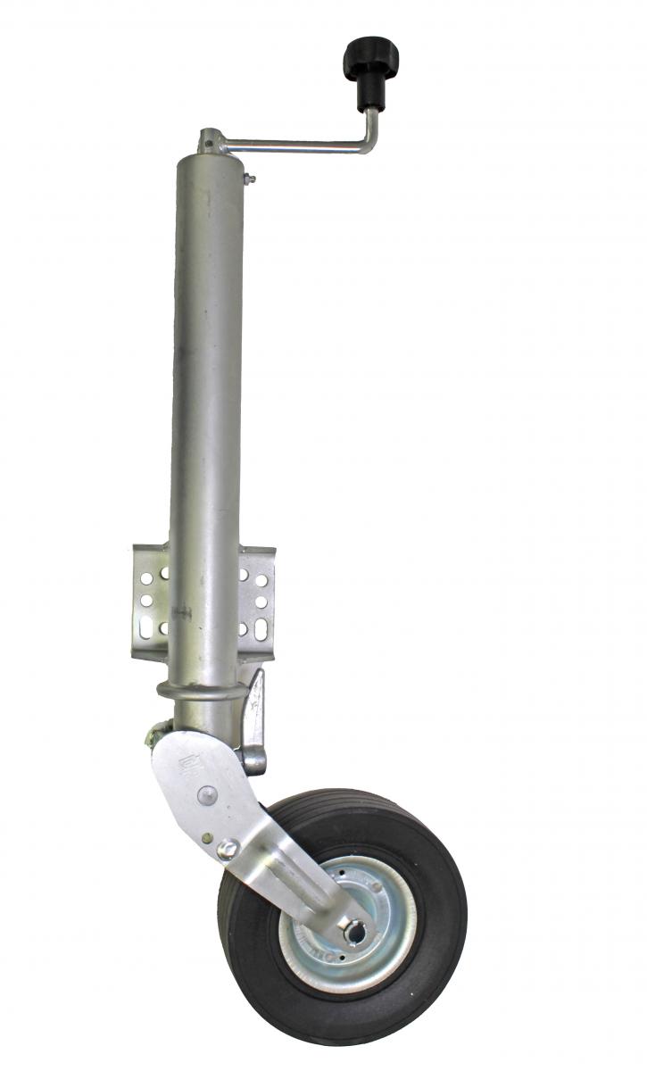 Stützrad vz., vollautomatisch Vollgummi, Stahlfelge 200 x 60 Rohr Ø 60 mm, Rohrlänge: 460 mm, Stützlast: 250 kg VerglNr: 130101