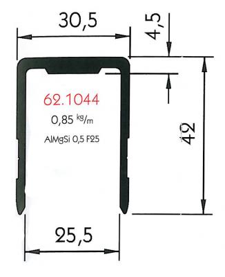 Einlassprofil Alu pressblank, 6000 x 42 x 25 mm VerglNr: 76530299, 570621044