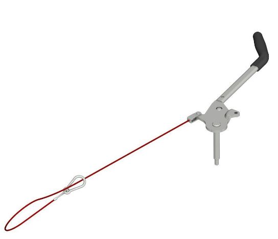 KNOTT Handbremshebel KR 35 liegend, inkl Abreisseil 203202.002, Klemmlänge 132mm = A-Mass