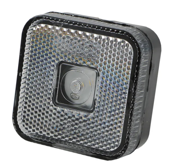 WAS LED Positionsleuchte weiss 65x65x28, Anschlussleitung 220mm, Lochabstand= 40mm