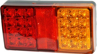 Mehrkammerleuchte LED, 12/24 V rechts/links, 150 x 80 x 22 mm Lochabst. 100mm, Kabel 0.5m, Proplast 