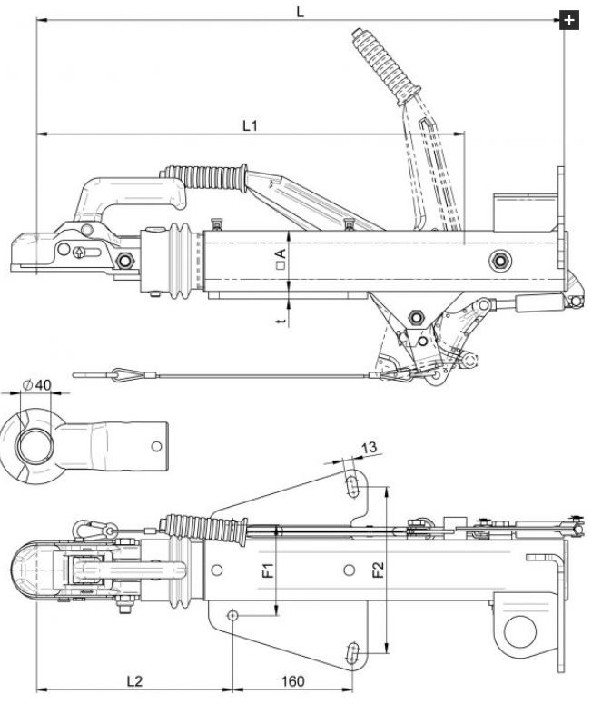 WAP V Auflaufeinrichtung 24/35.2, 1300-2400 kg, mit Stützradkonsole VerglNr: 011002017