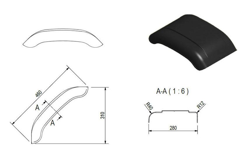 Kunststoffkotflügel kurz B280 H310