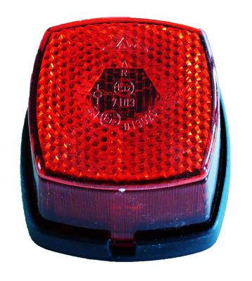 Aspöck Schlussleuchte rot, mit Strahler 62x62x46, Lochabstand 30 mm 