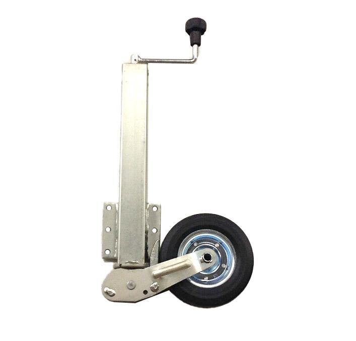 Stützrad vz., vollautomatisch Vollgummi, Stahlfelge 200 x 60 Rohr Ø 60 mm, Rohrlänge: 470 mm, Stützlast: 250 kg, mit 6-Loch-Flansch