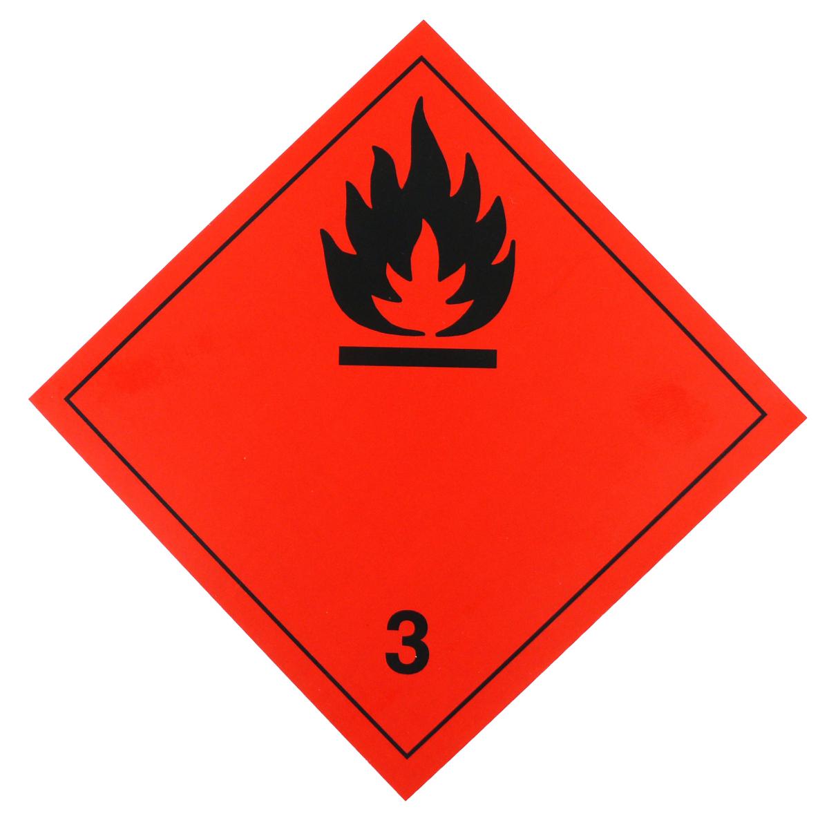 Gefahrzettel Klasse 3 Klebefolie 100 x 100 mm