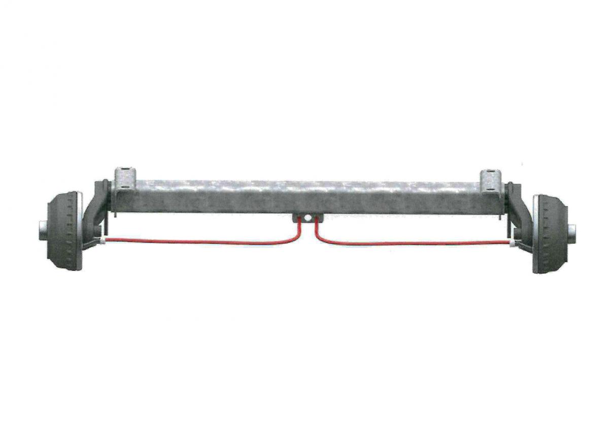 Achse vierkant, gebremst -ALKO 1500 kg , AM 1200, C: 1650 mm RB 2051, Achsrohr vierkant 80 mm, 5x112, Widerlager unten angeschweisst