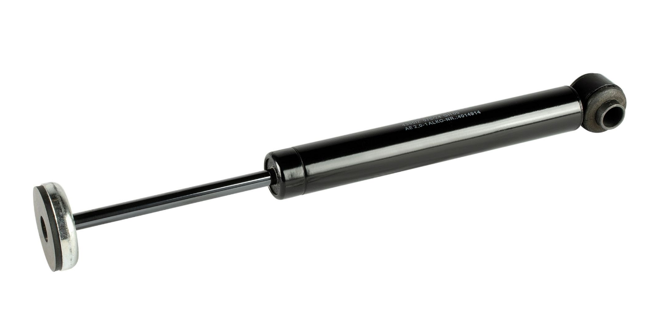 BPW/Peitz Stossdämpfer ZAV 2.0-1, inkl. Stahl/Gummiteller, Gesamtlänge: 300 mm, RL: 185 mm, Ø 24 mm, Gummiteller Ø 40 mm VerglNr: 4008093, 05.323.60.01.0, 0532360010, 4014914