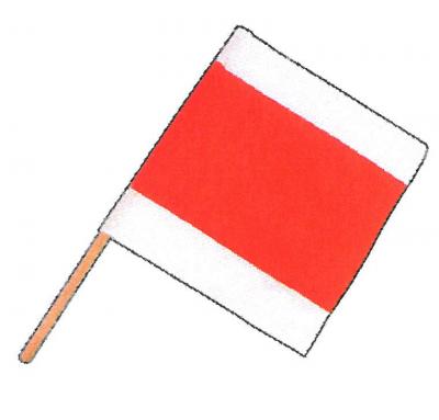 Warnflagge mit Stiel weiss/orange/weiss, Flagge: 51.5 x 47 cm, Stock: 80.5 cm