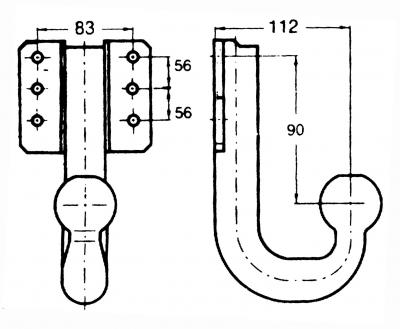 Kupplungskugel mit Anschraubplatte, Lochbild 83 x 56 mm
