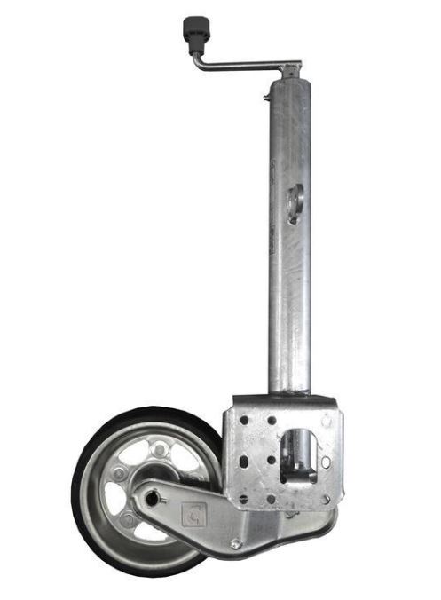 Stützrad vz.automatisch, Vollgummi, Stahlfelge 230 x 80, Rohr Ø 60 mm, Rohrlänge: 560 mm, Stützlast: 500 kg, Flansch variabel, VerglNr: 1223638N