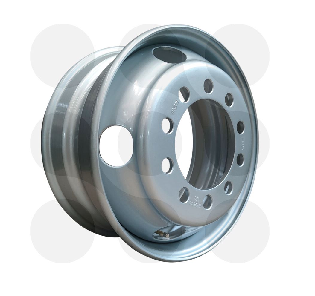 Felge 6.75 x 17.5, ILV, Silber RAL9006, 10/176/225, M22, Ø26mm, MZ, ET +129.5, HMA 140, 3150/3000 kg - 130 km/h, inkl. Ventil