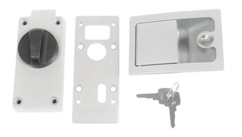 Caravan-Schloss 3-teilig, runder Innengriff, 100 x 70 mm, Einbautiefe 28 bis 30 mm, Platte 127 x 51 mm, VerglNr: 008000400