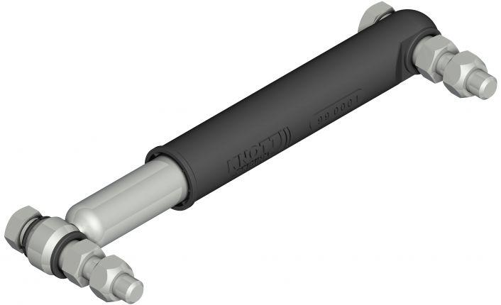 KNOTT Stossdämpfer universal, ink.l M12 Schrauben und 2 x Auge d = 12 x 30 mm, L: 340/215 mm, 600-1800 kg, Einbau vor dem Rad, VerglNr: 990001, 254000100
