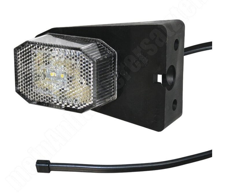 Aspöck Flexipoint I LED weiss, 12 V, POL klar, mit DC-Kabel 1 Meter, 65x44x28 mm, Gesamtlänge 100 mm, mit Gummihalter