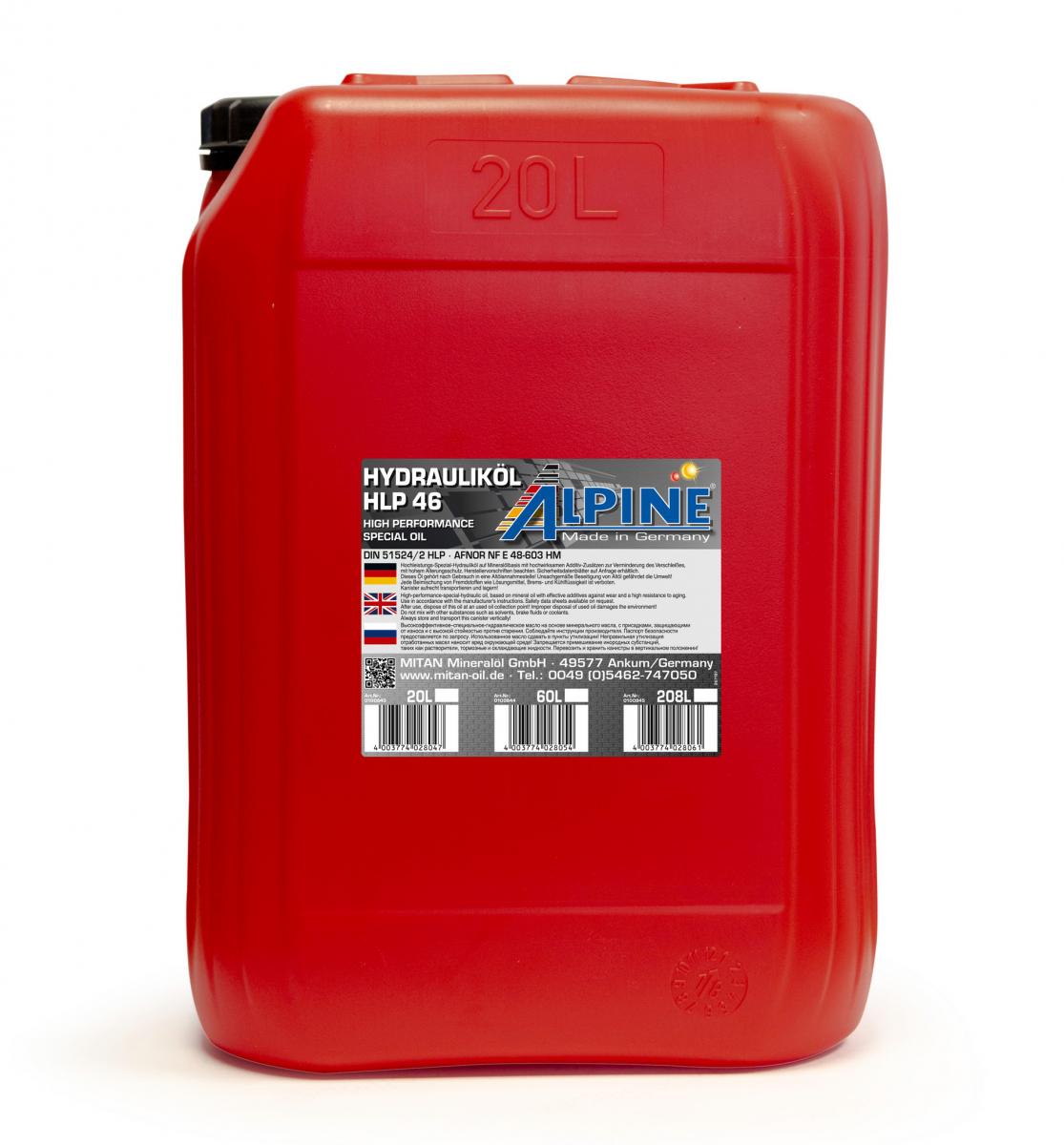 Hydrauliköl HLP 46 20 ltr. Kanister 