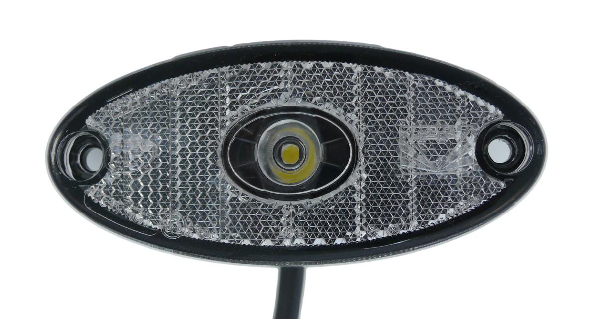 Aspöck Flatpoint II Positionsleuchte weiss LED, 102x46x15, Lochabstand 85mm, Oval, 0.5m DC-Kabel VerglNr: 014000451