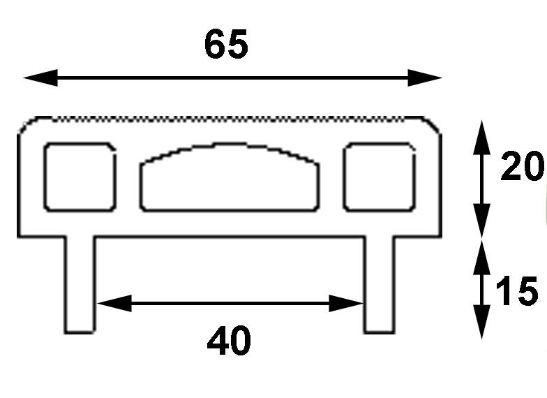 Bugauflagegummi für 40 mm U-Profil, ungebohrt