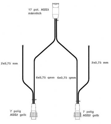 Verteilerkabel mit ASS-Anschluss 6.7m, 2 x Abgänge DC 5.3m