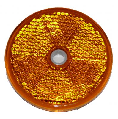 Aspöck Rückstrahler, Ø60mm rund gelb, gebohrt+klebend VerglNr: 014000411