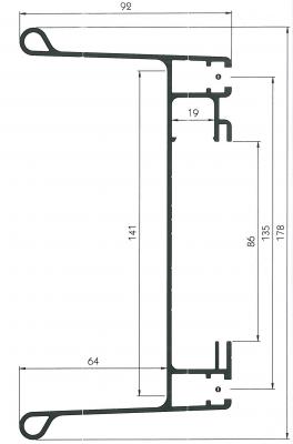 Alu Profil eloxiert 2000 x 178 x 92 mm