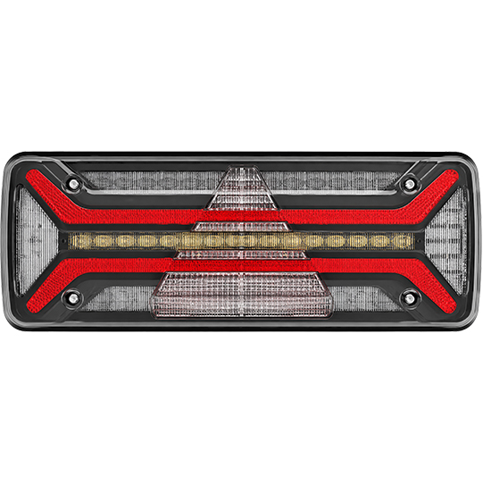 Aspöck EcoLED II Crystal Clear, rechts, 12/24 V, 7-pol.+ 4x2-pol., Superseal, Funktionen: Blinklicht, Bremslicht, Nebelschlusslicht, Rückfahrlicht und Standlicht
