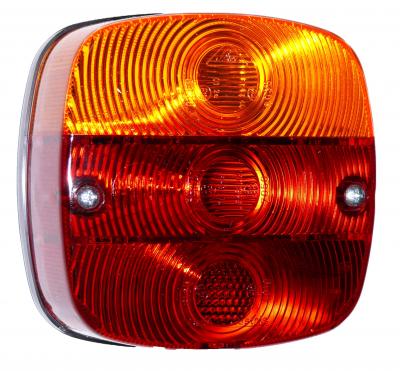 Hella Schlussleuchte BBSK 12/24V links/rechts 121x121x56mm, KZL, Lochabstand 45mm, mit Gummitülle VerglNr: 2SE002578-701, 2SE.002.578.701, 014000620